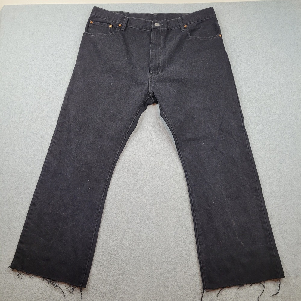 Levi's 517 Bootcut Jeans Mens 40x29 Black Raw Hem Denim‎ Pants